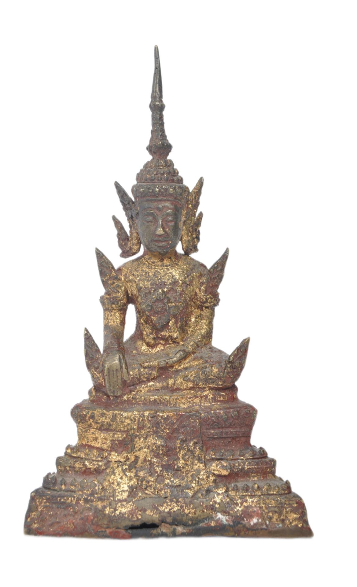 19TH CENTURY GILT-METAL THAI RATTANAKOSIN BUDDHA