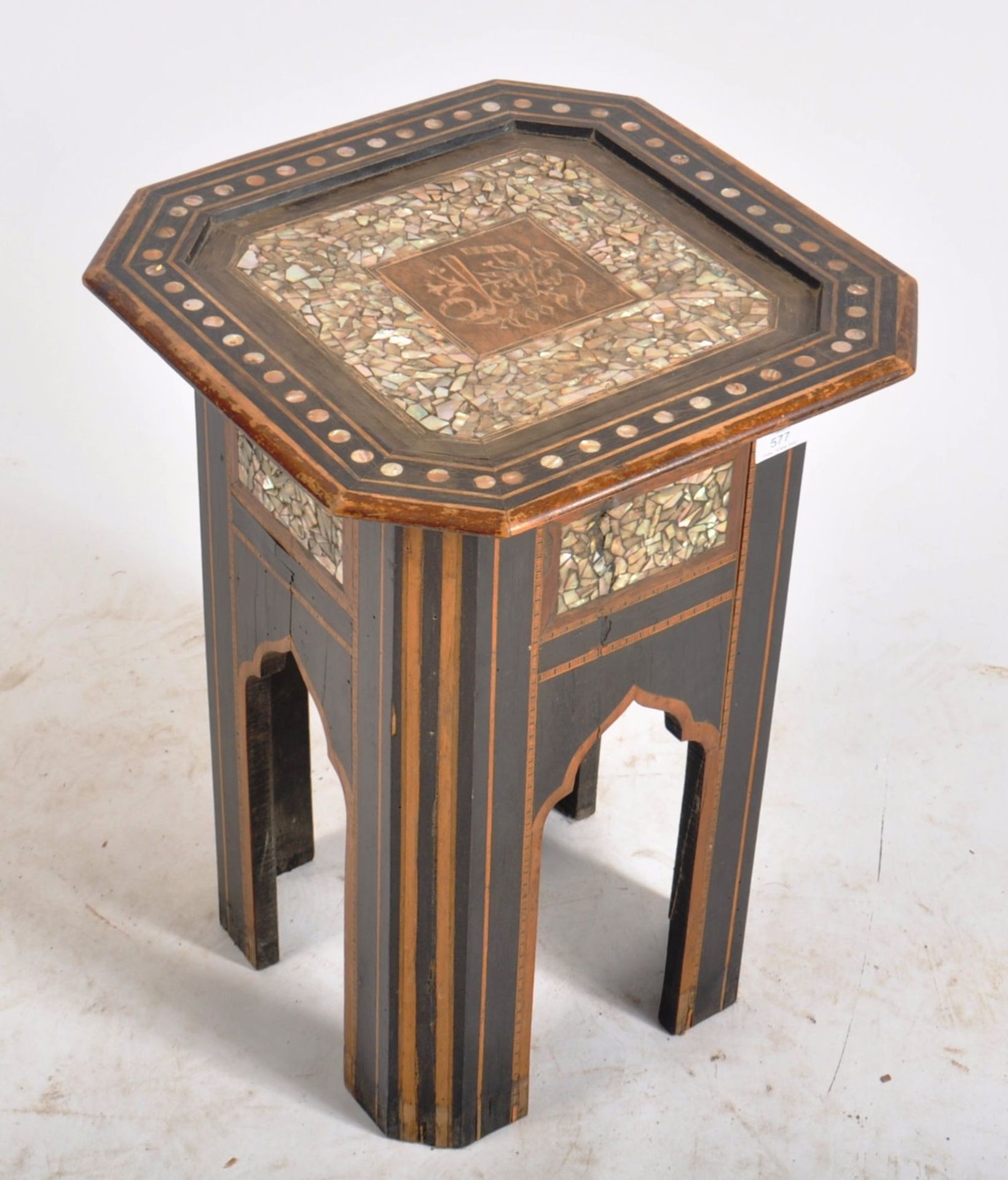 19TH CENTURY MIDDLE EASTERN ISLAMIC INLAID TABLE STAND - Image 3 of 7