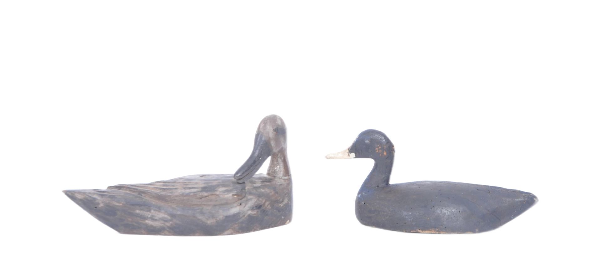 TWO LATE VICTORIAN ENGLISH HAND CARVED DECOY DUCKS