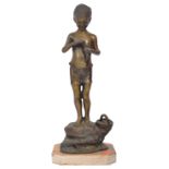 GIOVANNI DE MARTINO (ITALY) - BRONZE SCULPTURE OF BOY WITH FISH