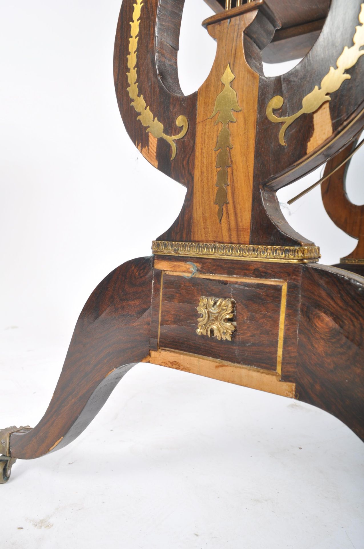 19TH CENTURY LADIES ROSEWOOD & BRASS INLAID WRITING TABLE - Image 9 of 10