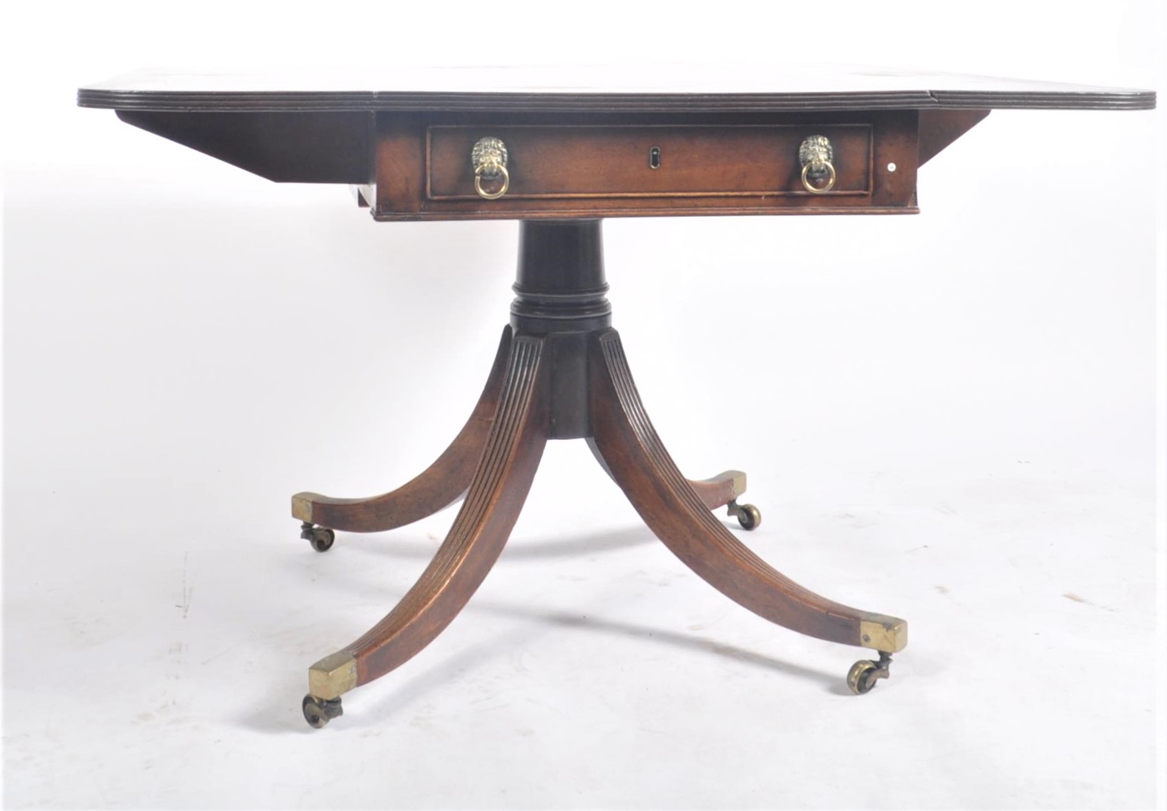 19TH CENTURY GEORGE III MAHOGANY SOFA TABLE DESK - Image 6 of 7