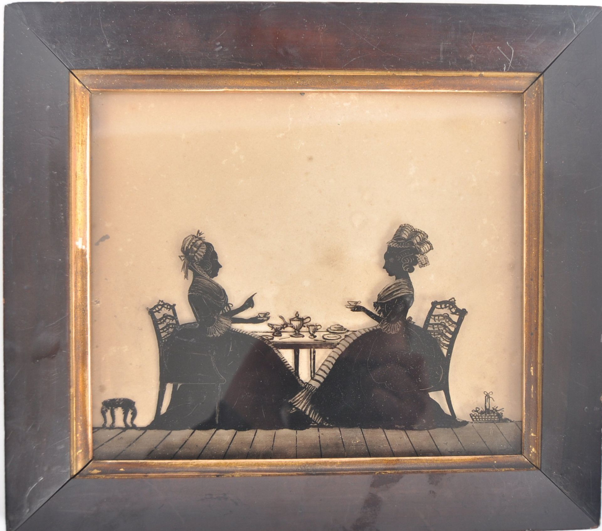 19TH CENTURY REVERSE PAINTED GLASS SILHOUETTE PICTURE