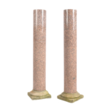 PAIR OF LARGE CYLINDRICAL MARBLE COLUMNS PLINTH STANDS