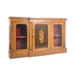 VICTORIAN WALNUT & MARQUETRY BREAKFRONT CREDENZA