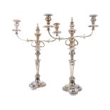 GEORGE III 1824 HALLMARKED SILVER PAIR OF CANDELABRA