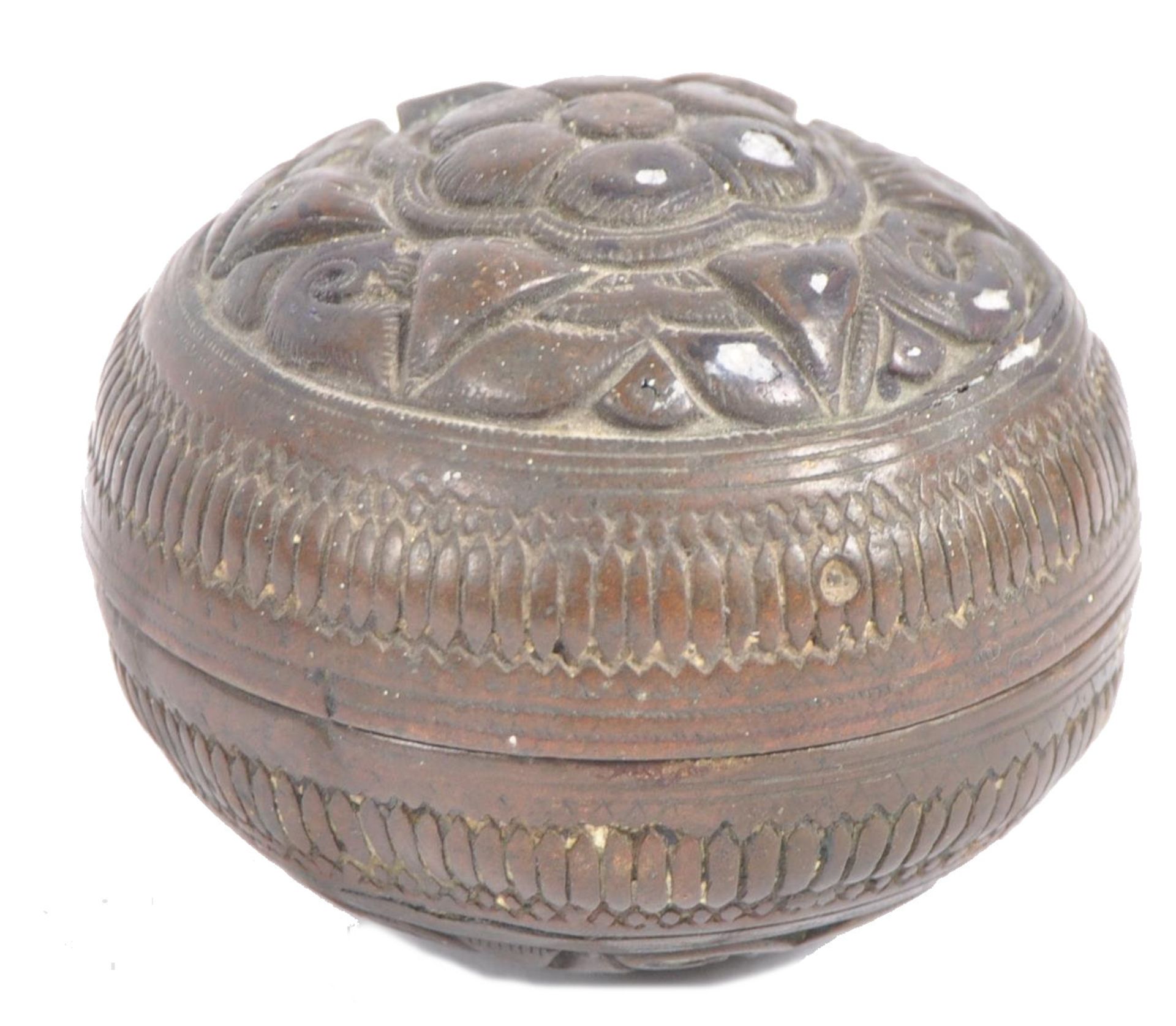 18TH CENTURY INDONESIAN CAST BRASS LIME CONTAINER