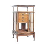 EDWARDIAN MAHOGANY & MARQUETRY INLAID REVOLVING BOOKCASE