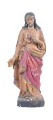 LARGE 19TH CENTURY CARVED STATUE OF CHRIST THE SACRED HEART