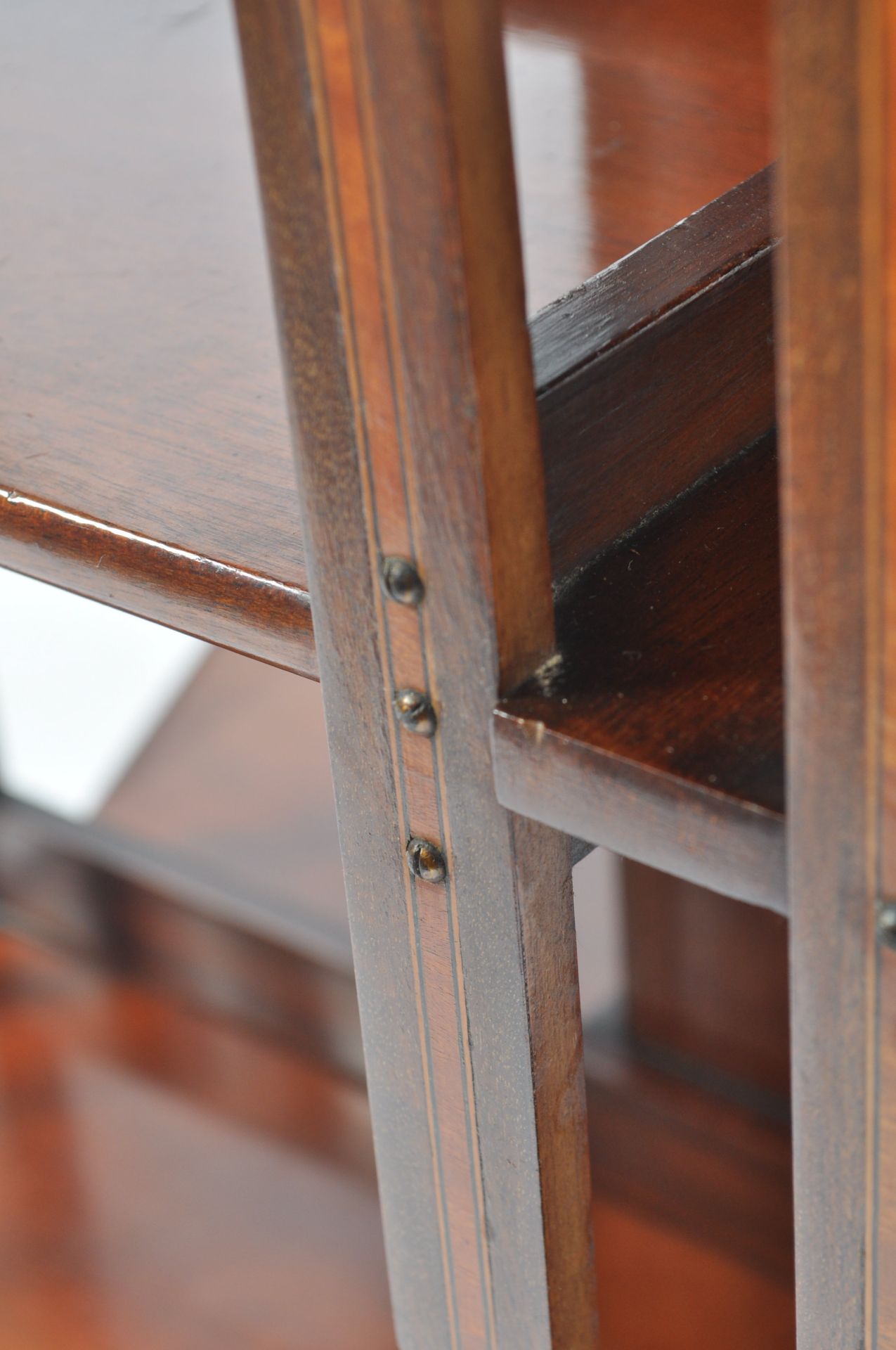 EDWARDIAN MAHOGANY & MARQUETRY INLAID REVOLVING BOOKCASE - Image 9 of 10