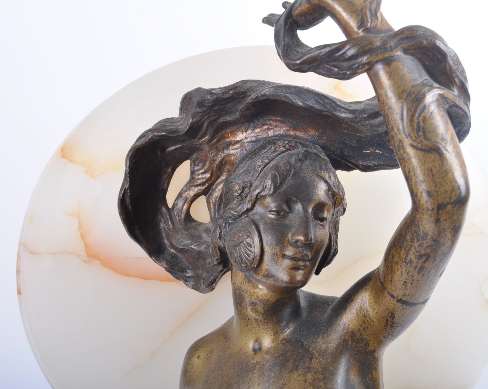 JEAN VERSCHNEIDER (1872-1943) FIGURAL BRONZE & MARBLE LAMP - Image 6 of 10