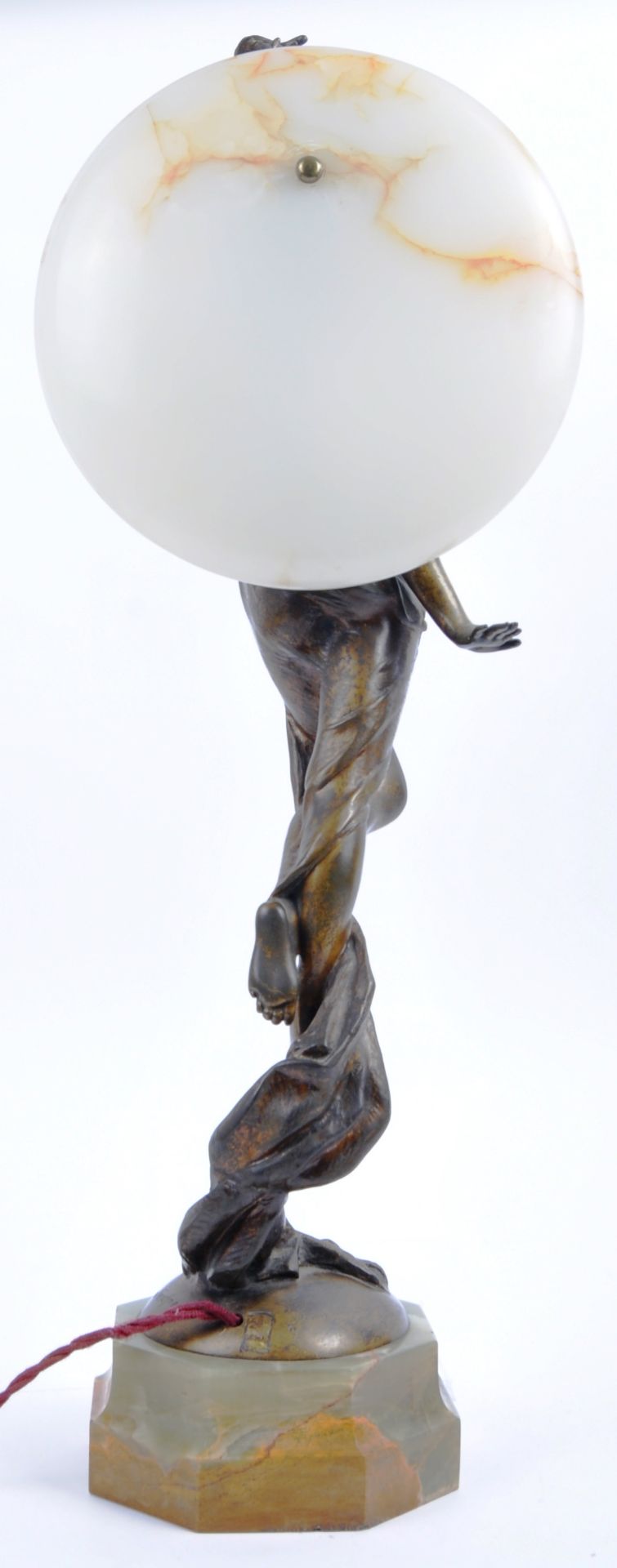 JEAN VERSCHNEIDER (1872-1943) FIGURAL BRONZE & MARBLE LAMP - Image 4 of 10