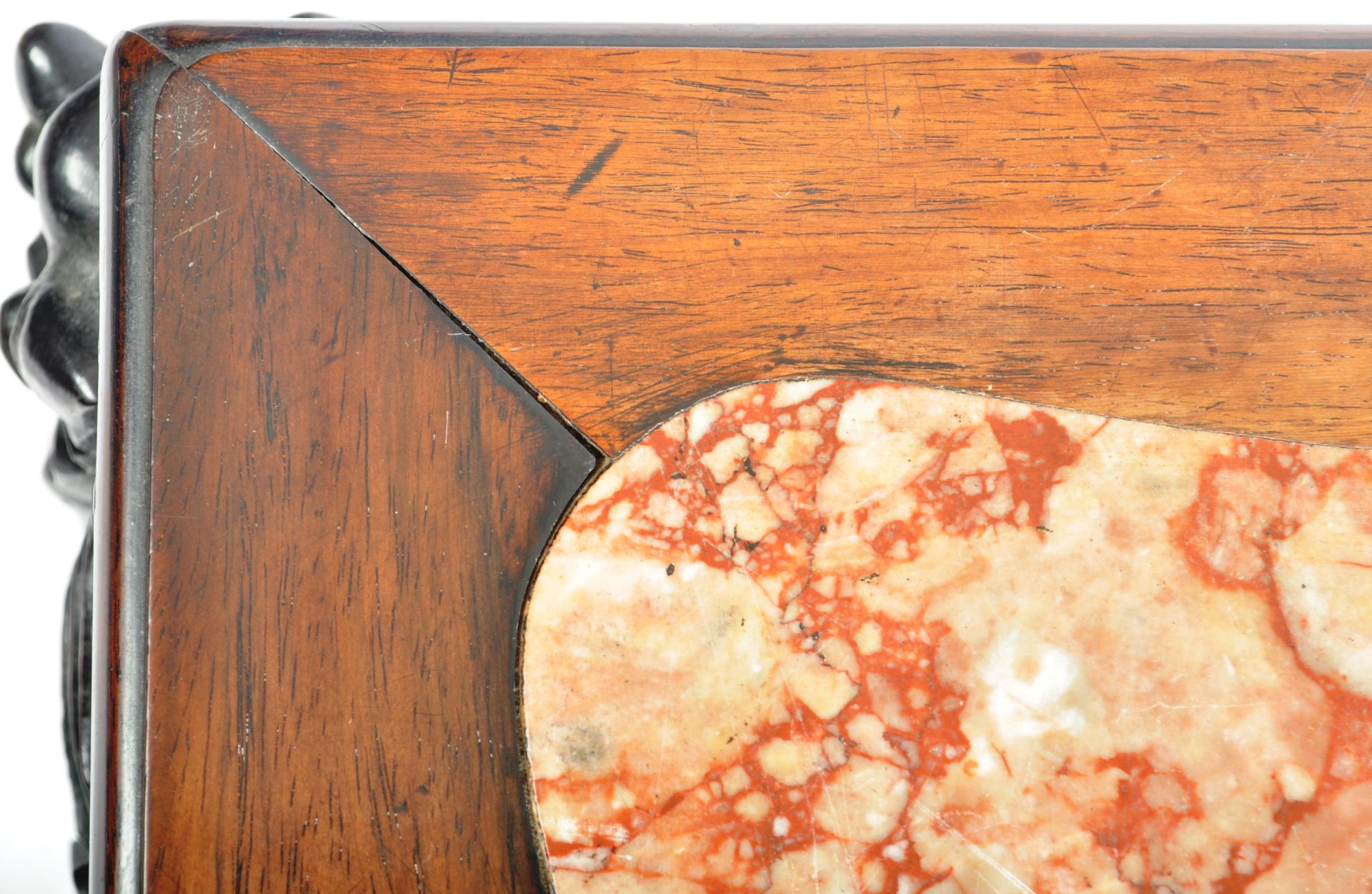 19TH CENTURY CHINESE MARBLE & HARDWOOD PLANT STAND TABLE - Image 3 of 6