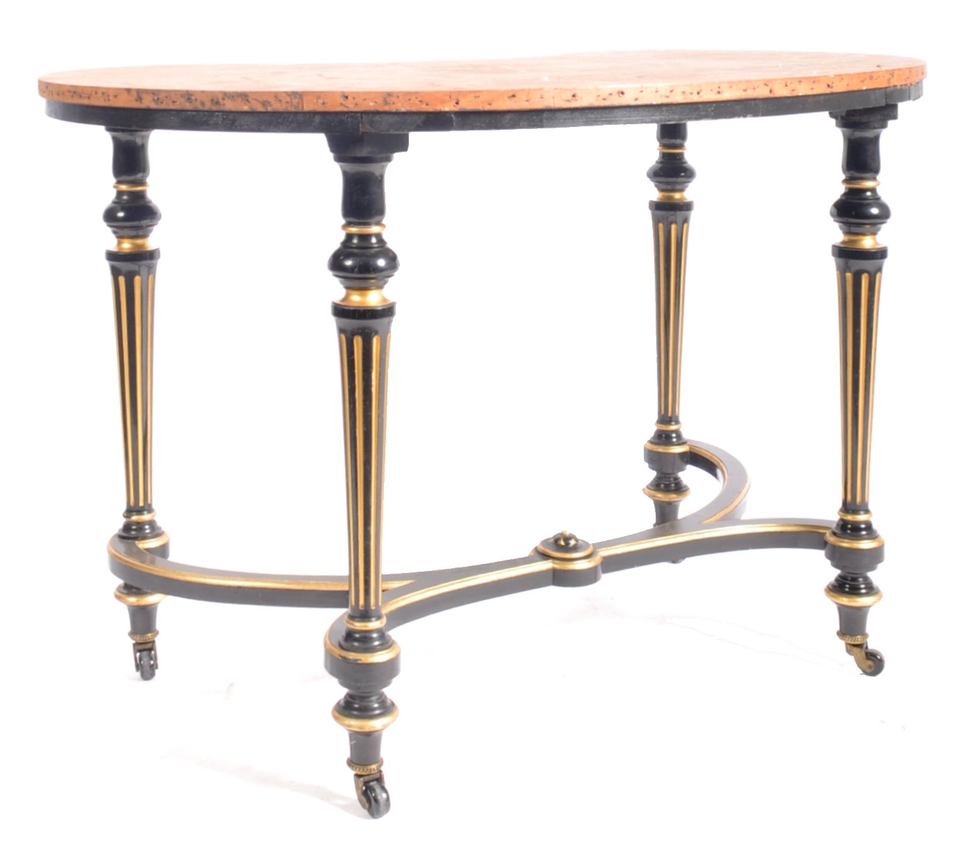 19TH CENTURY EMPIRE KIDNEY SHAPED WRITING TABLE DESK - Image 2 of 6