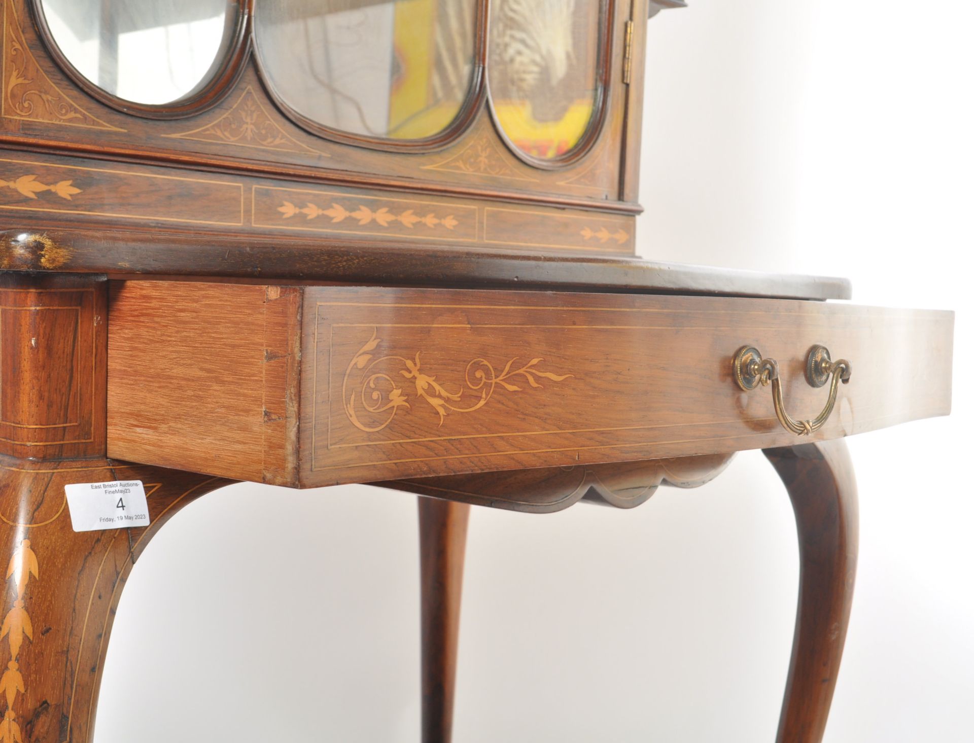 19TH CENTURY ROSEWOOD & MARQUETRY CABINET ON STAND - Image 7 of 11