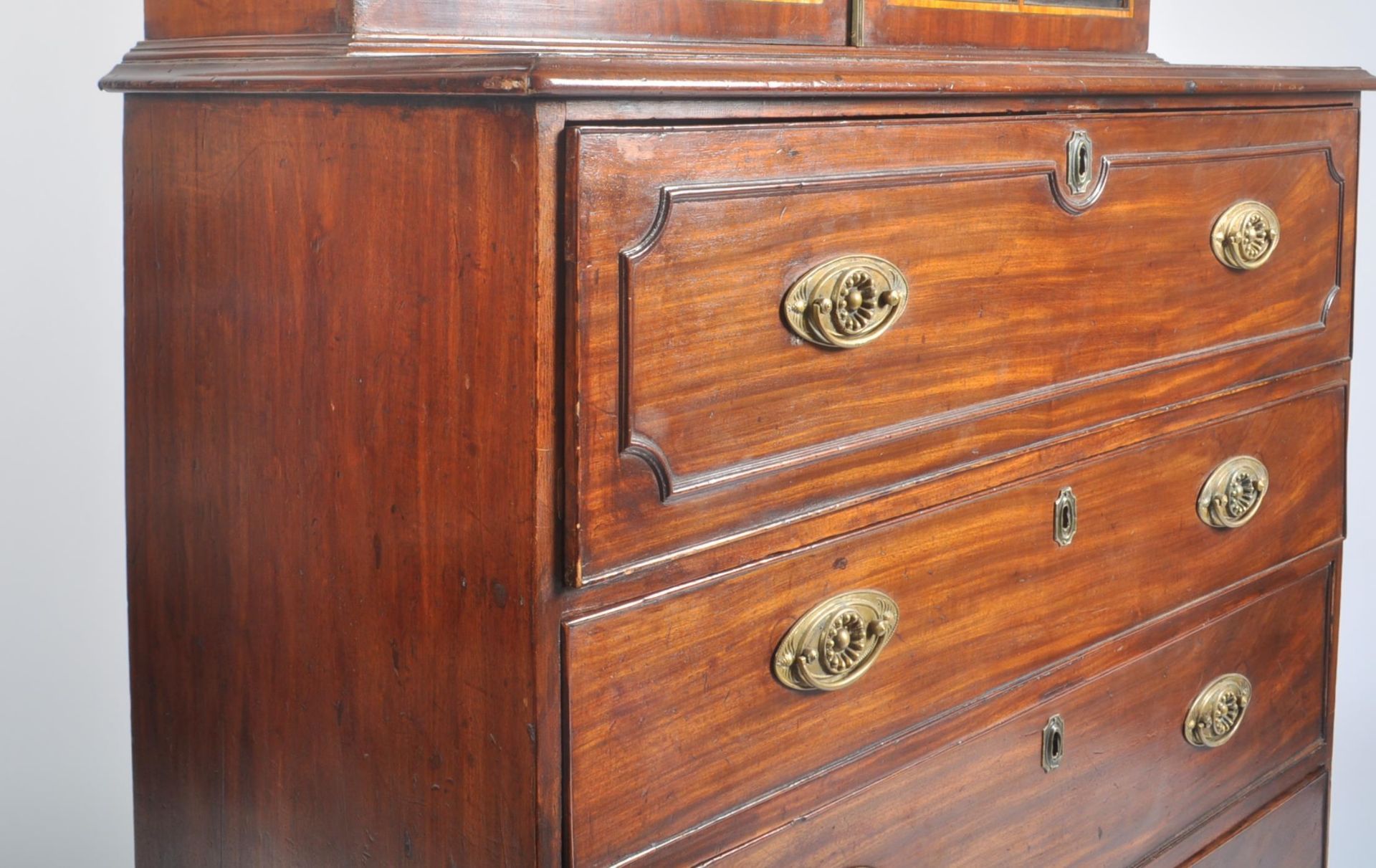 GEORGE III FLAME MAHOGANY SECRETAIRE BUREAU BOOKCASE - Image 4 of 11