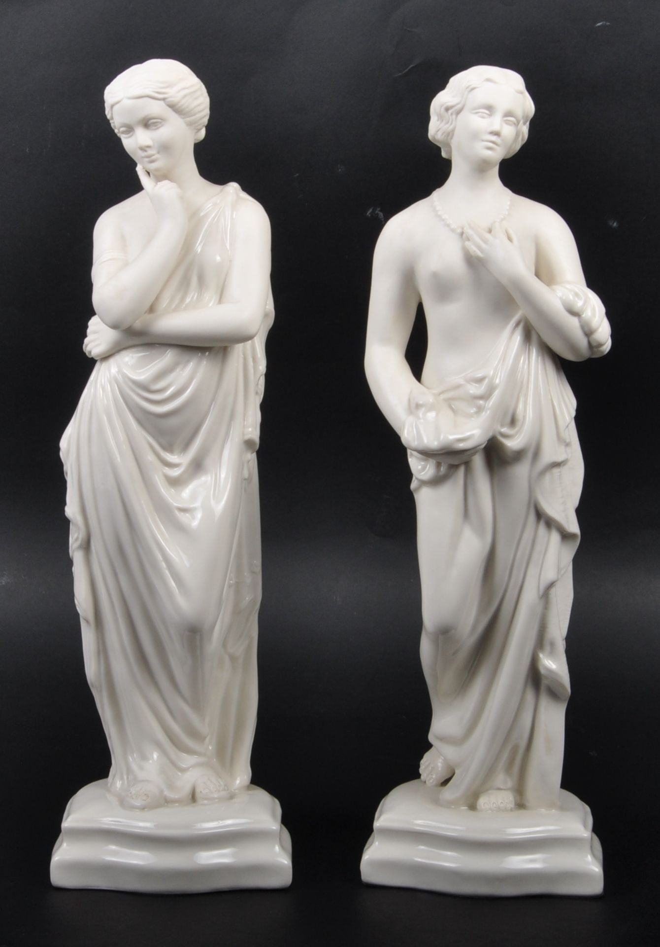 PAIR OF BELLEEK MEDITATION & AFFECTION PORCELAIN FIGURES