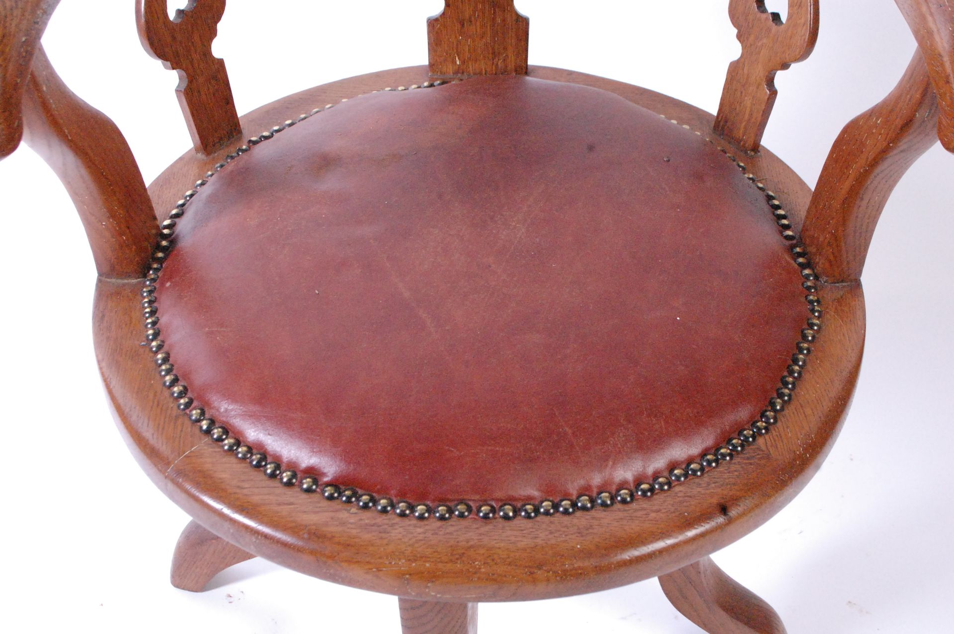 19TH CENTURY VICTORIAN ARTS & CRAFTS OFFICE SWIVEL DESK CHAIR - Image 3 of 5