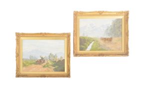 PAIR SOUTH AMERICAN OIL PAINTINGS - LOS LEONES - ECUADOR