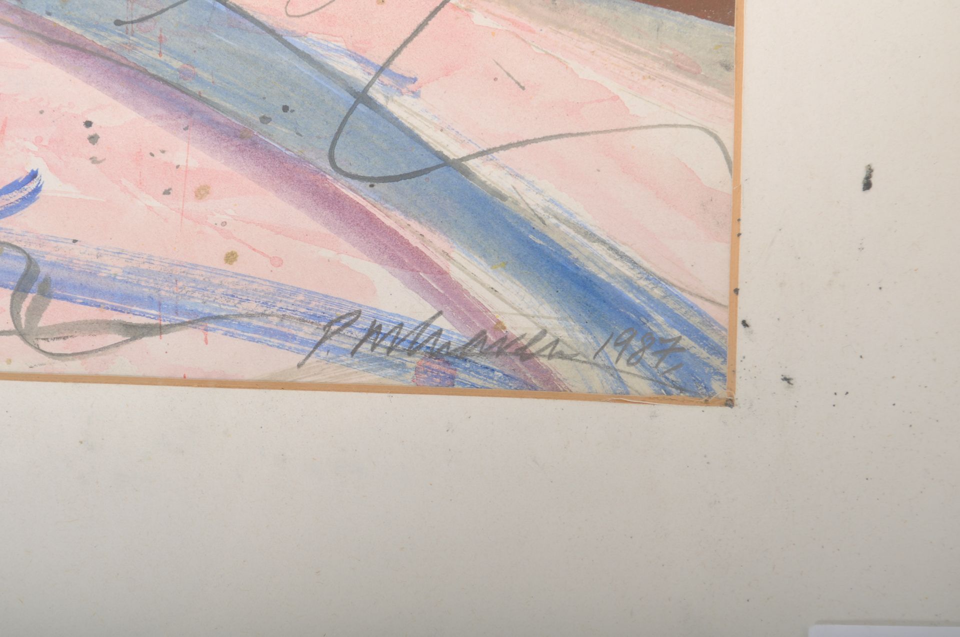 PETER MCLAREN - 20TH CENTURY INK WATERCOLOUR CYCLIST ON BRIDGE - Image 4 of 8