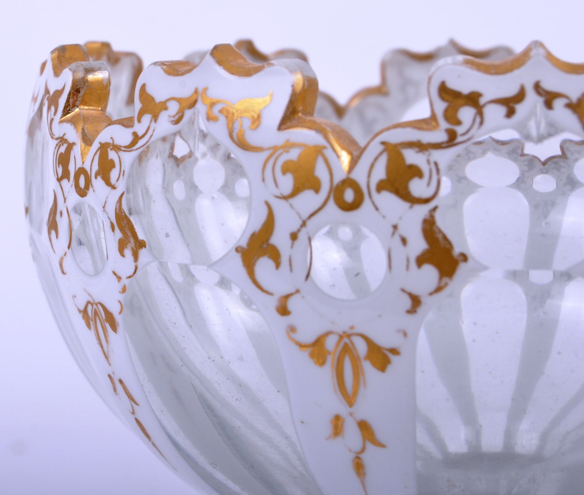 VICTORINA BOHEMIAN CUT GLASS ENAMEL CHALICE GOBLET - Image 8 of 8