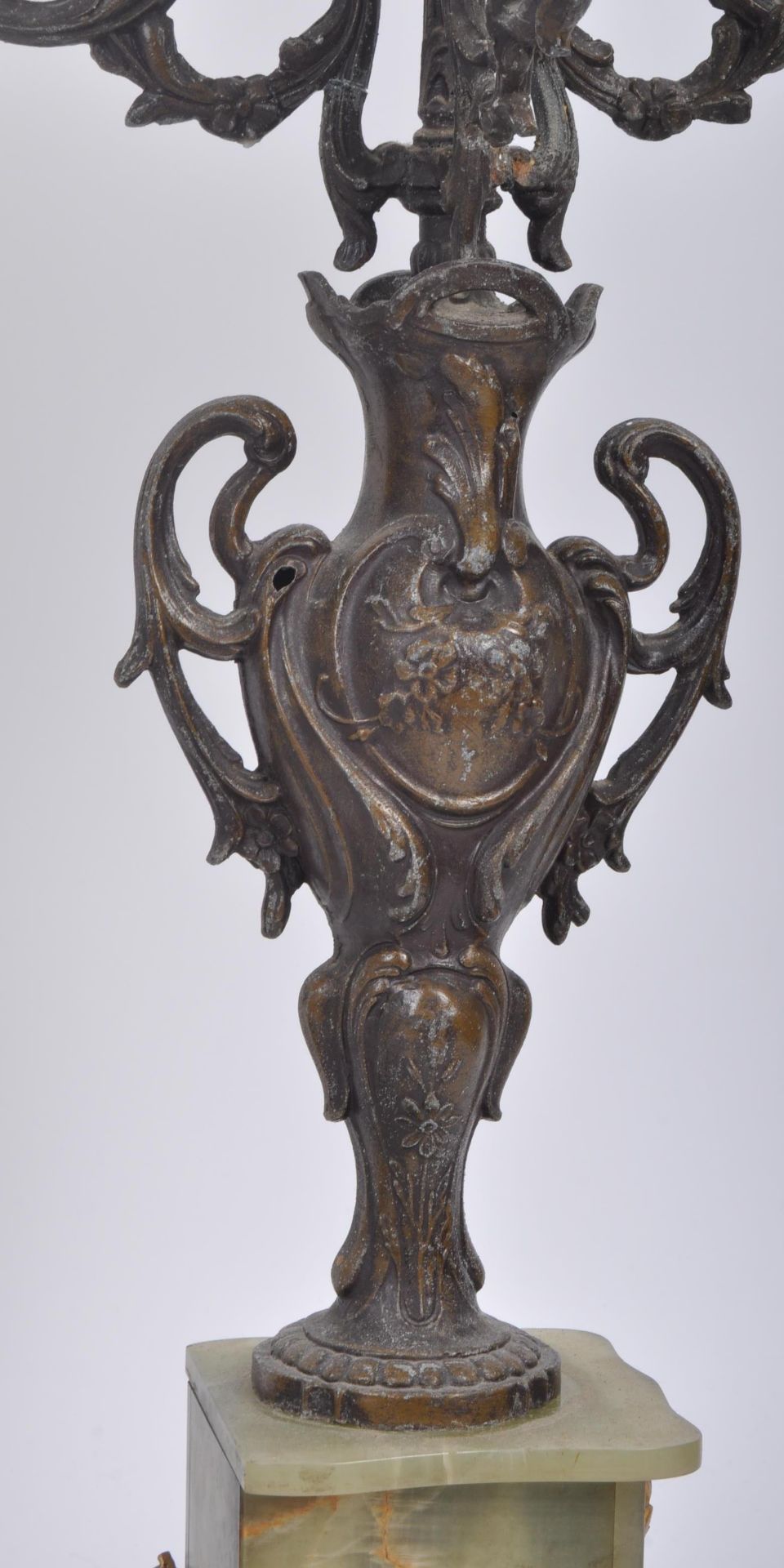 PAIR 19TH CENTURY GREEN MARBLE GRAND TOUR CANDELABRA - Image 5 of 9