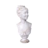 FRENCH 19TH CENTURY PLASTER BUST STUDY OF YOUNG GIRL