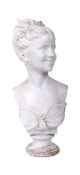 FRENCH 19TH CENTURY PLASTER BUST STUDY OF YOUNG GIRL