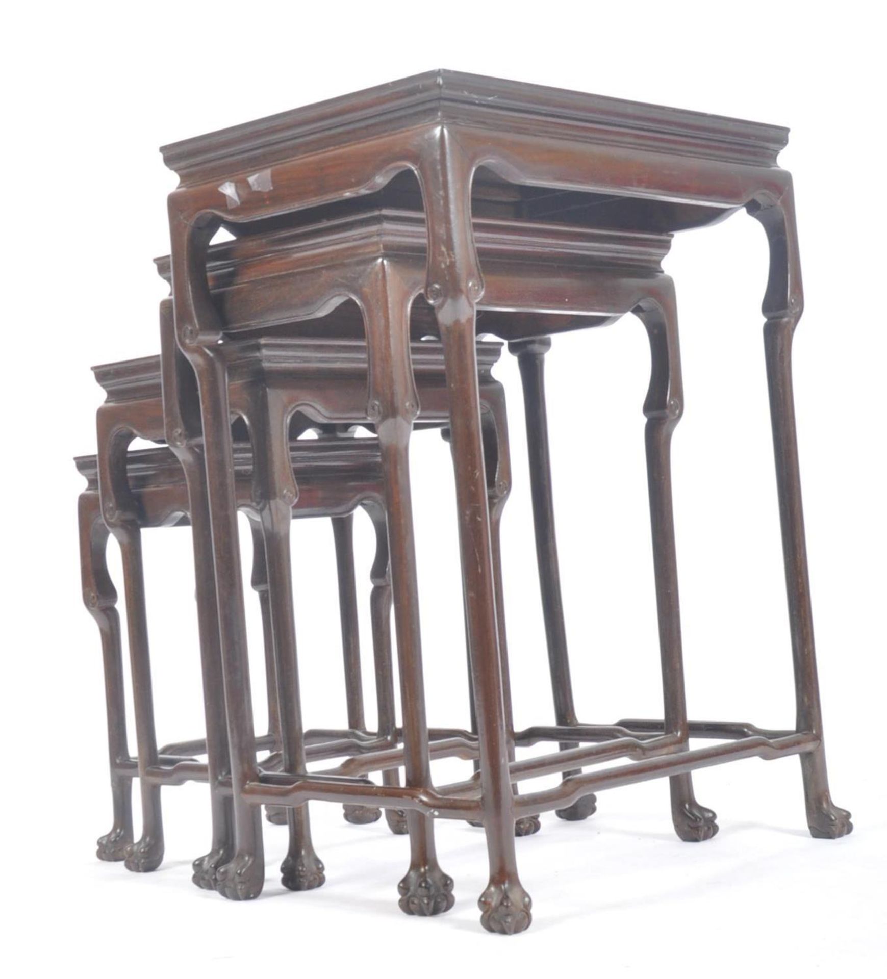 CHINESE QING DYNASTY ORIENTAL HARDWOOD NEST OF TABLES - Image 6 of 6