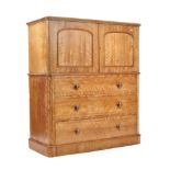 VICTORIAN 19TH CENTURY SATINWOOD LINEN PRESS TALLBOY CHEST