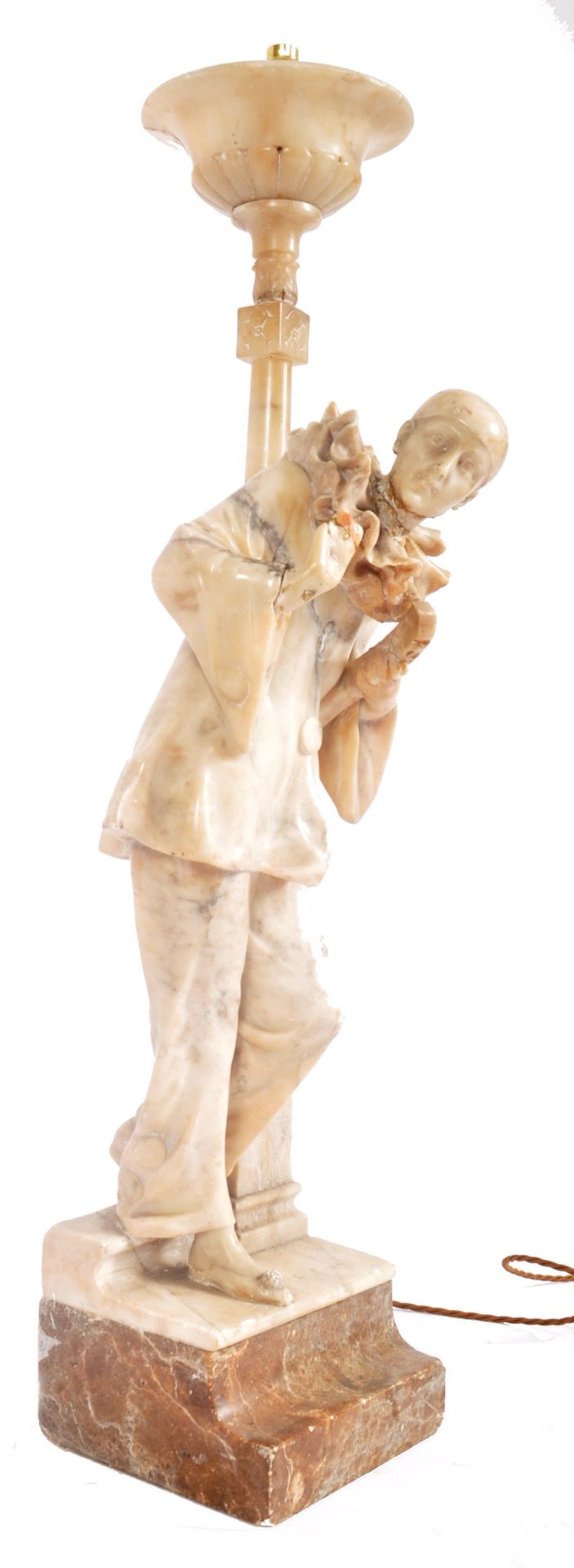 20TH CENTURY MARBLE TORCHERE PIERROT STATUE