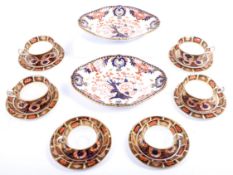 ROYAL CROWN DERBY SET OF 6 TRIOS & 2 SERVING DISHES