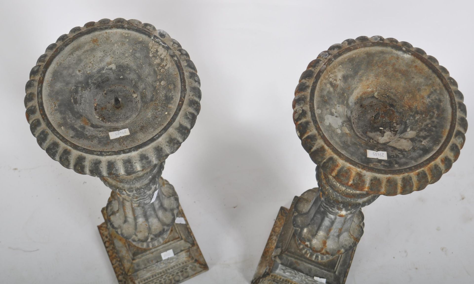 LARGE PAIR 19TH CENTURY IRON FLOORSTANDING CANDLESTICKS - Image 2 of 6