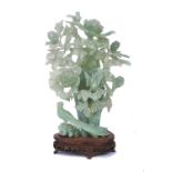 19TH CENTURY CARVED JADE LIDDED FOLIATE PHOENIX VASE & STAND