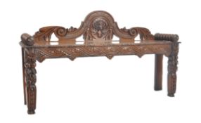 VICTORIAN CARVED OAK SCOTTISH WINDOW SEAT BENCH SETTLE