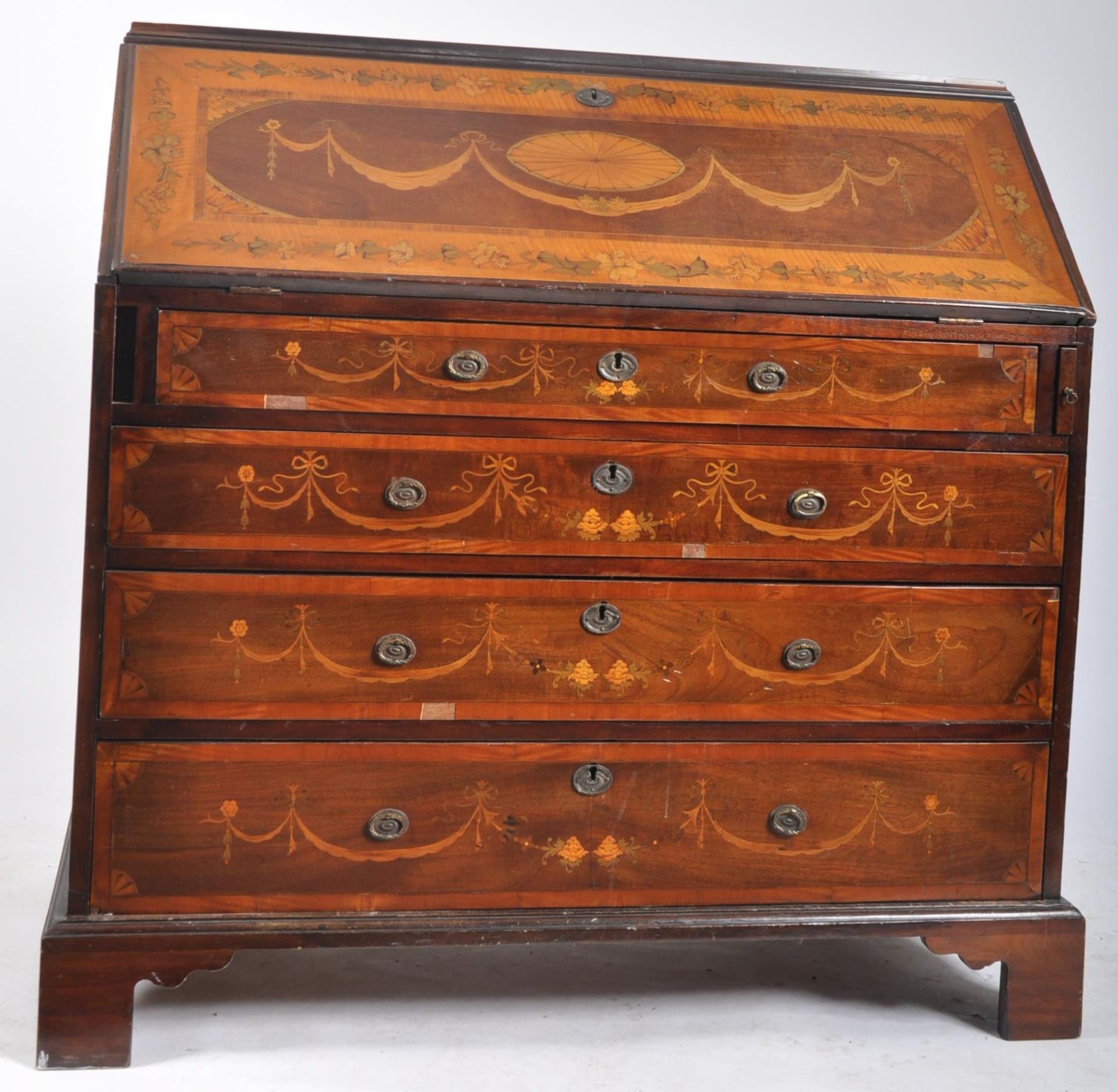 18TH CENTURY GEORGE III MARQUETRY INLAID BUREAU BOOKCASE - Image 13 of 23