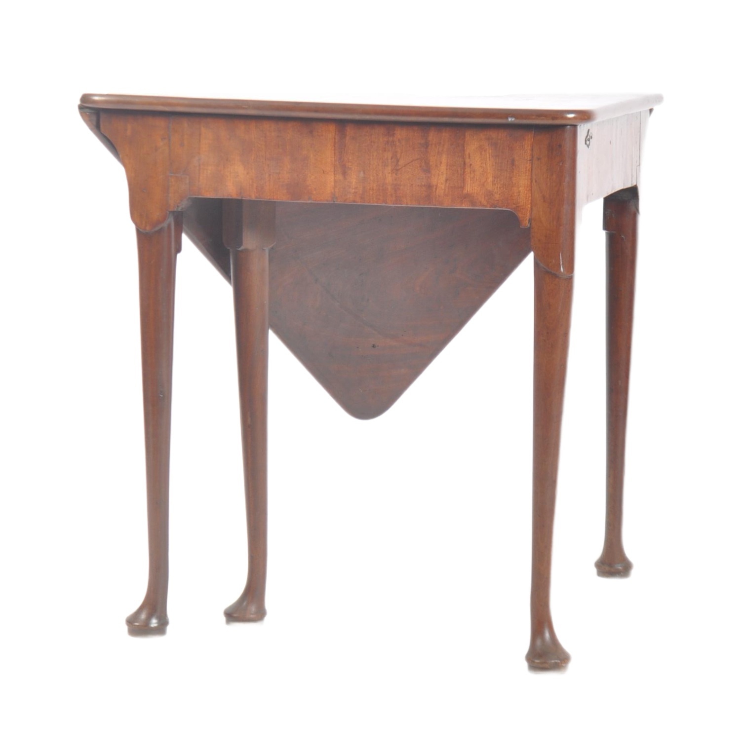 MANNER OF GILLOWS - GEORGE III MAHOGANY CORNER PAD FOOT TABLE