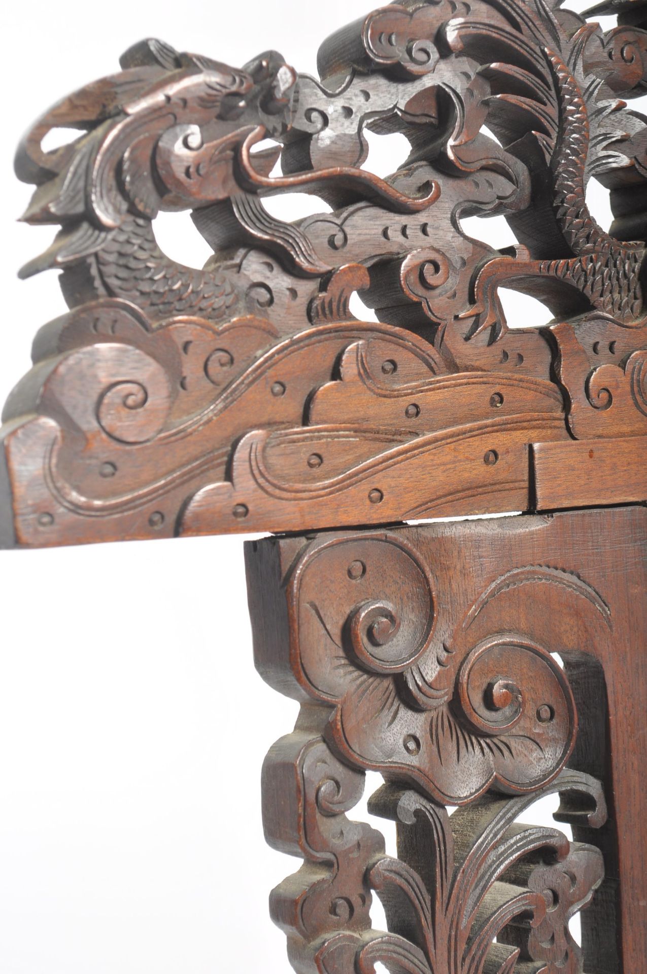 19TH CENTURY CHINESE HARDWOOD DRAGON PANEL SCREEN - Image 2 of 4