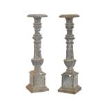 LARGE PAIR 19TH CENTURY IRON FLOORSTANDING CANDLESTICKS