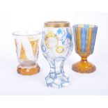 COLLECTION OF CZECH GLASS MOSER MANNER WINE GOBLETS