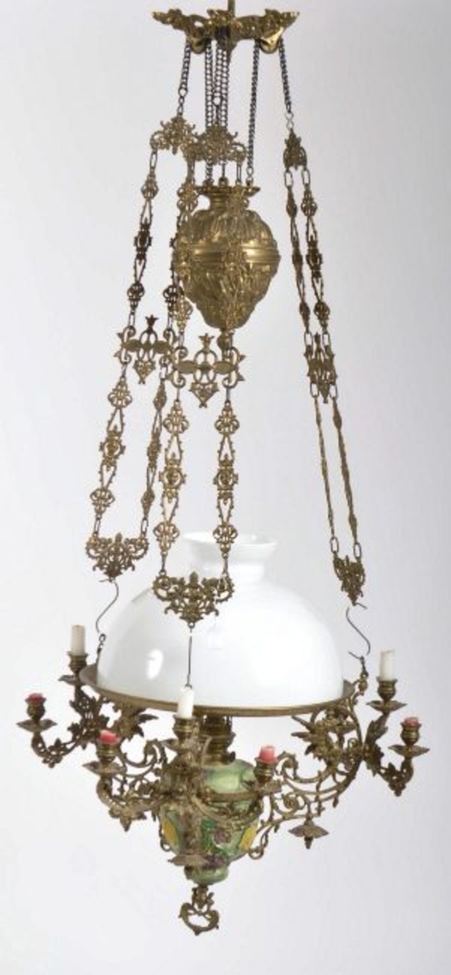 LARGE 19TH CENTURY ART NOUVEAU FRENCH BRASS CHANDELIER