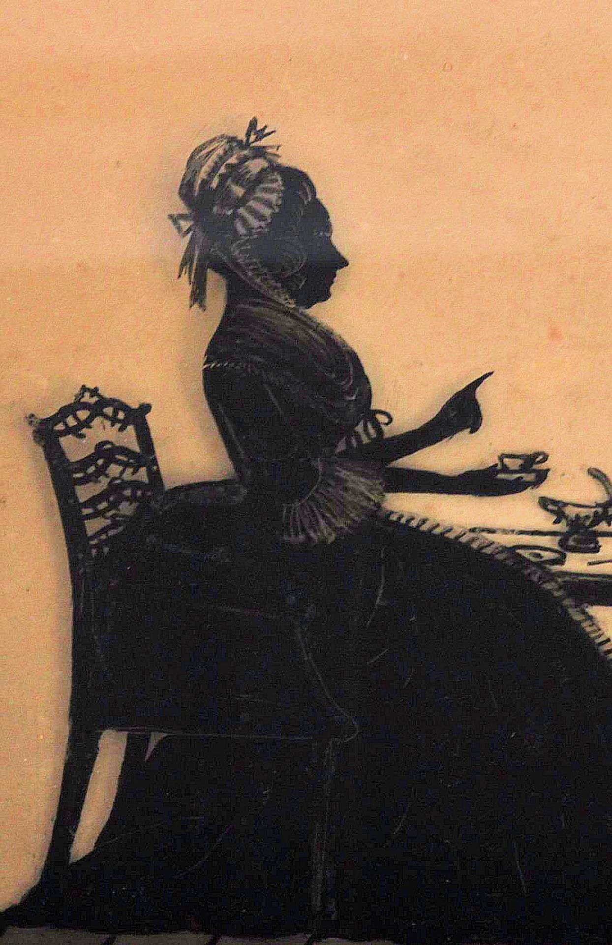 19TH CENTURY REVERSE PAINTED GLASS SILHOUETTE PICTURE - Image 2 of 4