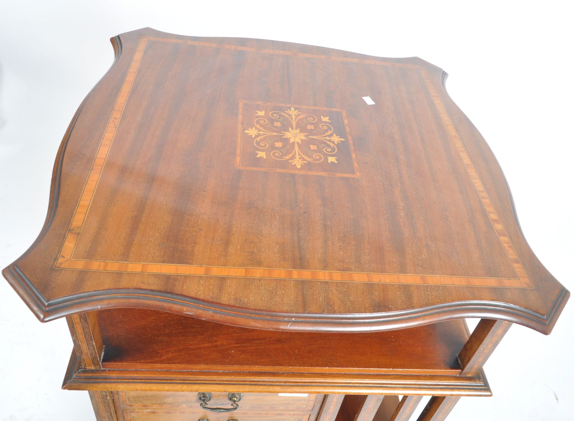 EDWARDIAN MAHOGANY & MARQUETRY INLAID REVOLVING BOOKCASE - Image 6 of 10