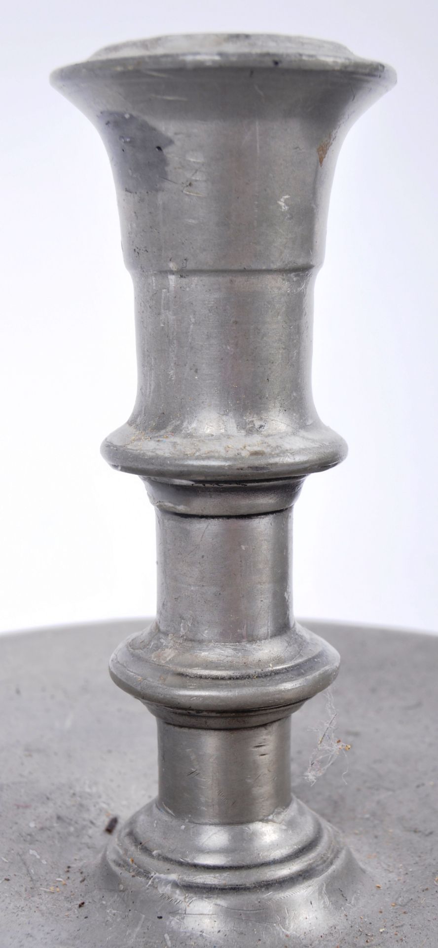 PAIR ANTIQUE STYLE PEWTER CANDLESTICKS IN THE DUTCH TASTE - Image 4 of 5