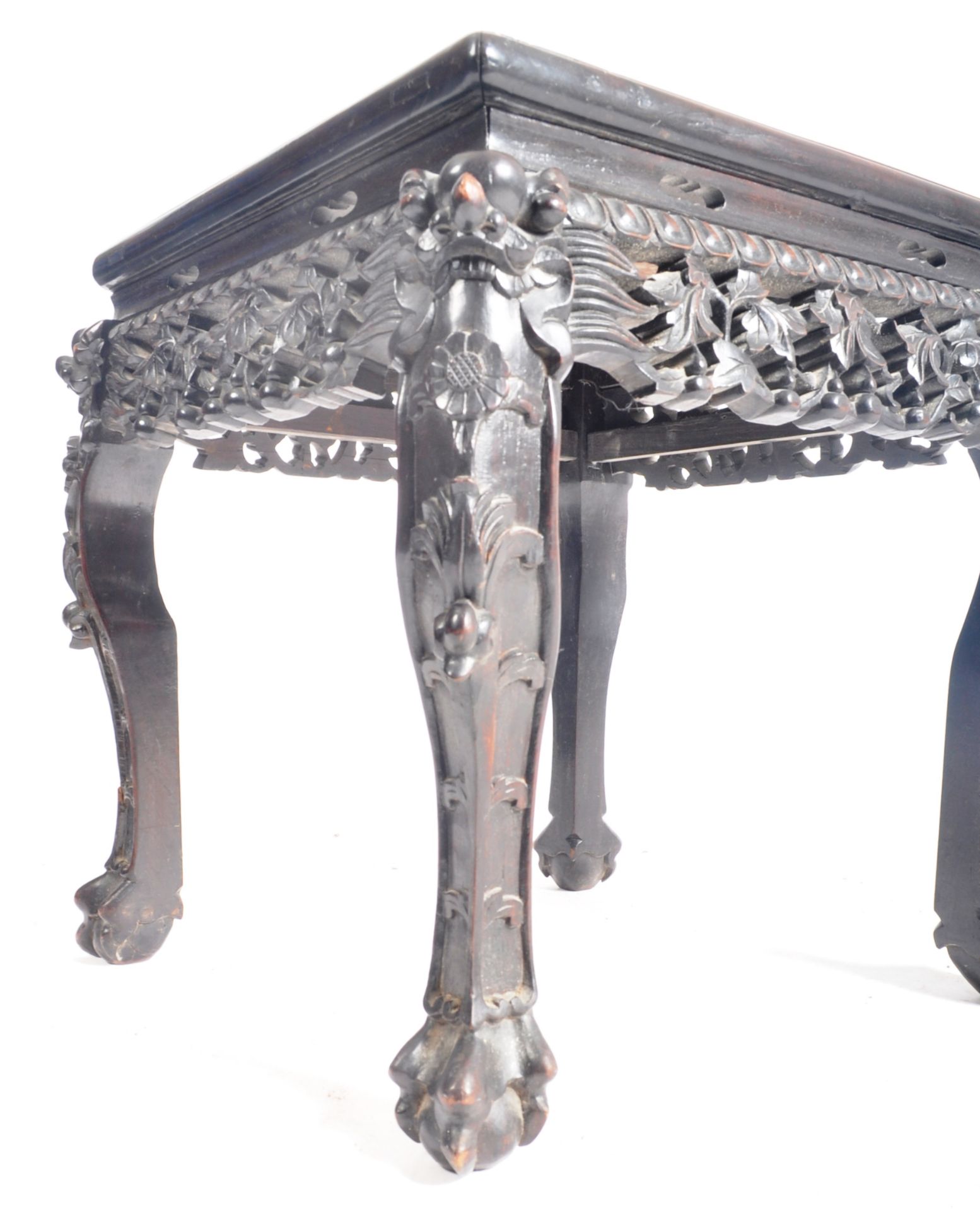 19TH CENTURY CHINESE MARBLE & HARDWOOD PLANT STAND TABLE - Image 5 of 6