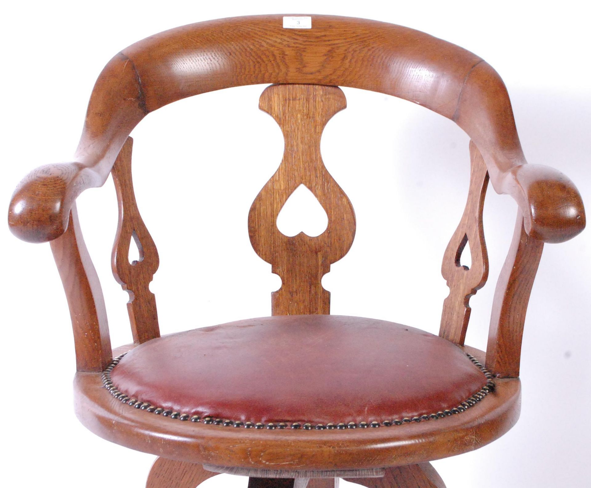 19TH CENTURY VICTORIAN ARTS & CRAFTS OFFICE SWIVEL DESK CHAIR - Image 4 of 5