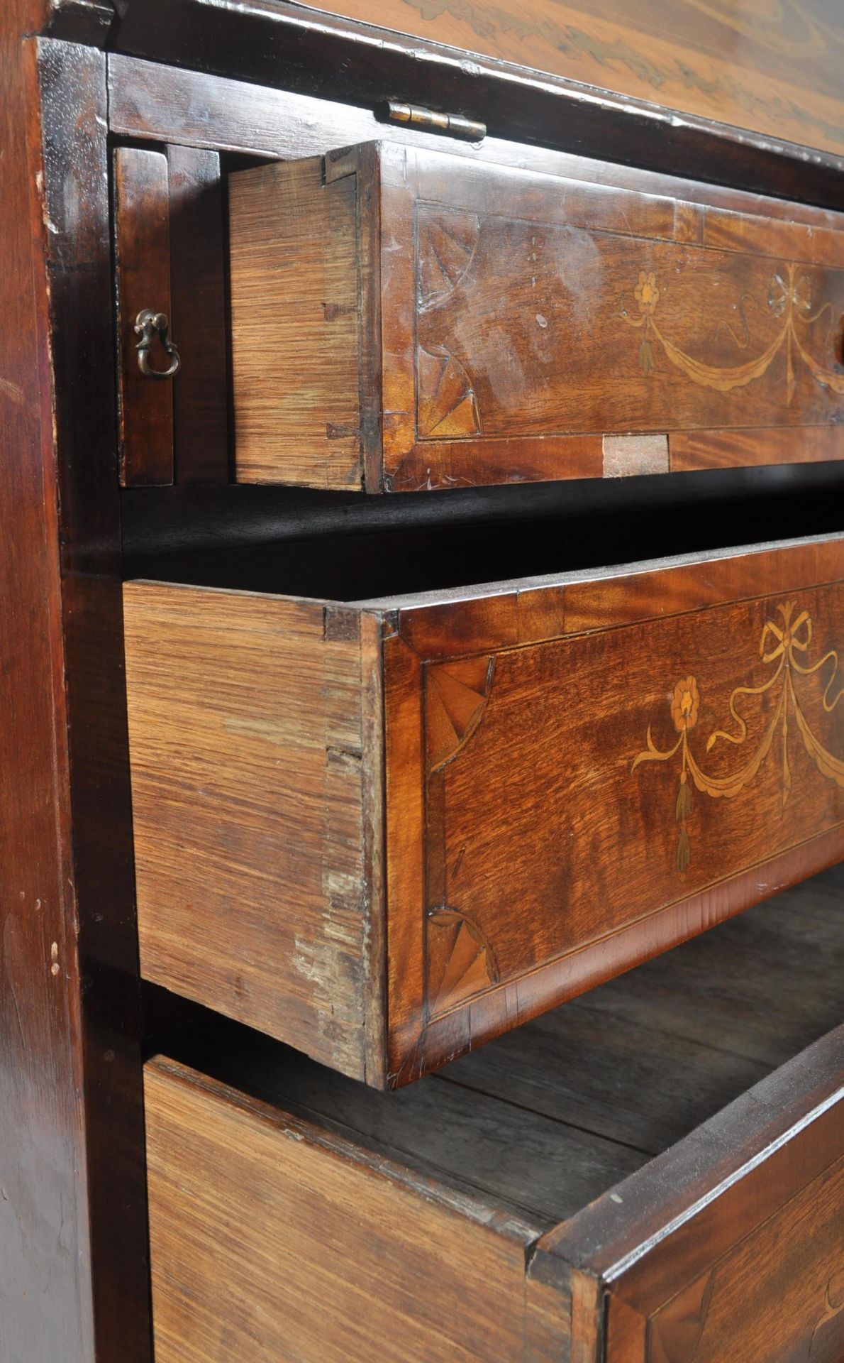 18TH CENTURY GEORGE III MARQUETRY INLAID BUREAU BOOKCASE - Image 22 of 23