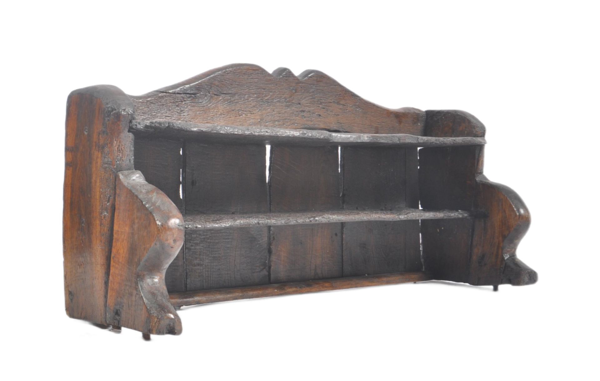 MEDIEVAL AXE HEWN ENGLISH ELM WOOD DRESSER GALLERY TOP