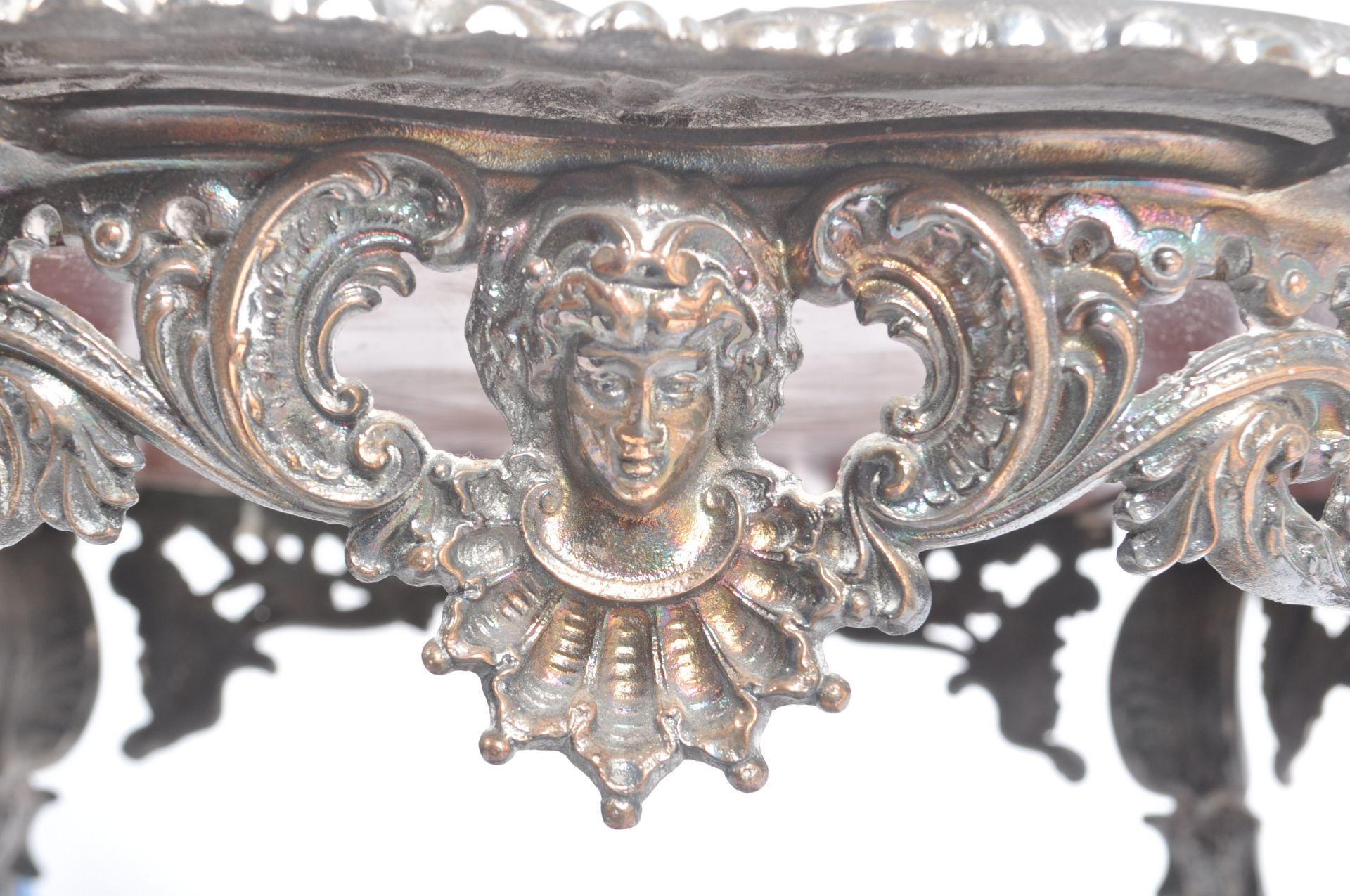 LATE 19TH CENTURY SILVER PLATED MIRROR TOP TABLE - Image 6 of 11