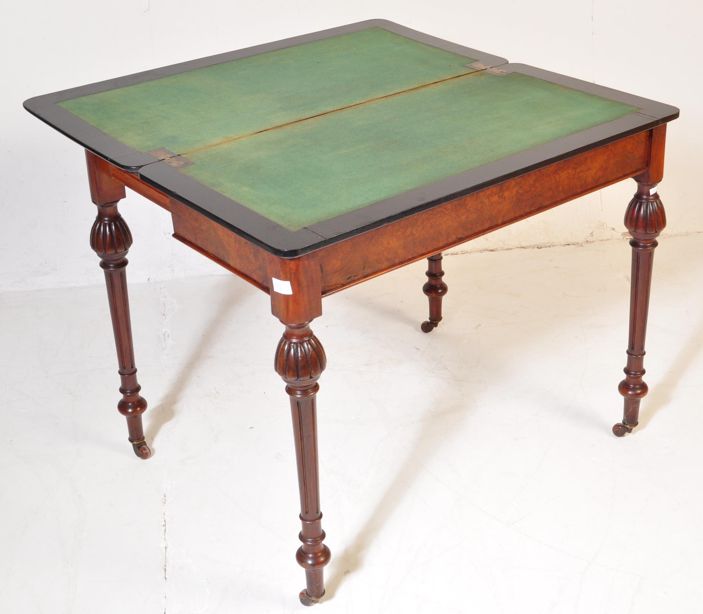 19TH CENTURY AMBOYNA AESTHETIC MOVEMENT CARD TABLE - Image 3 of 5